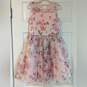 Girls Pink Floral Occasion Dress - L